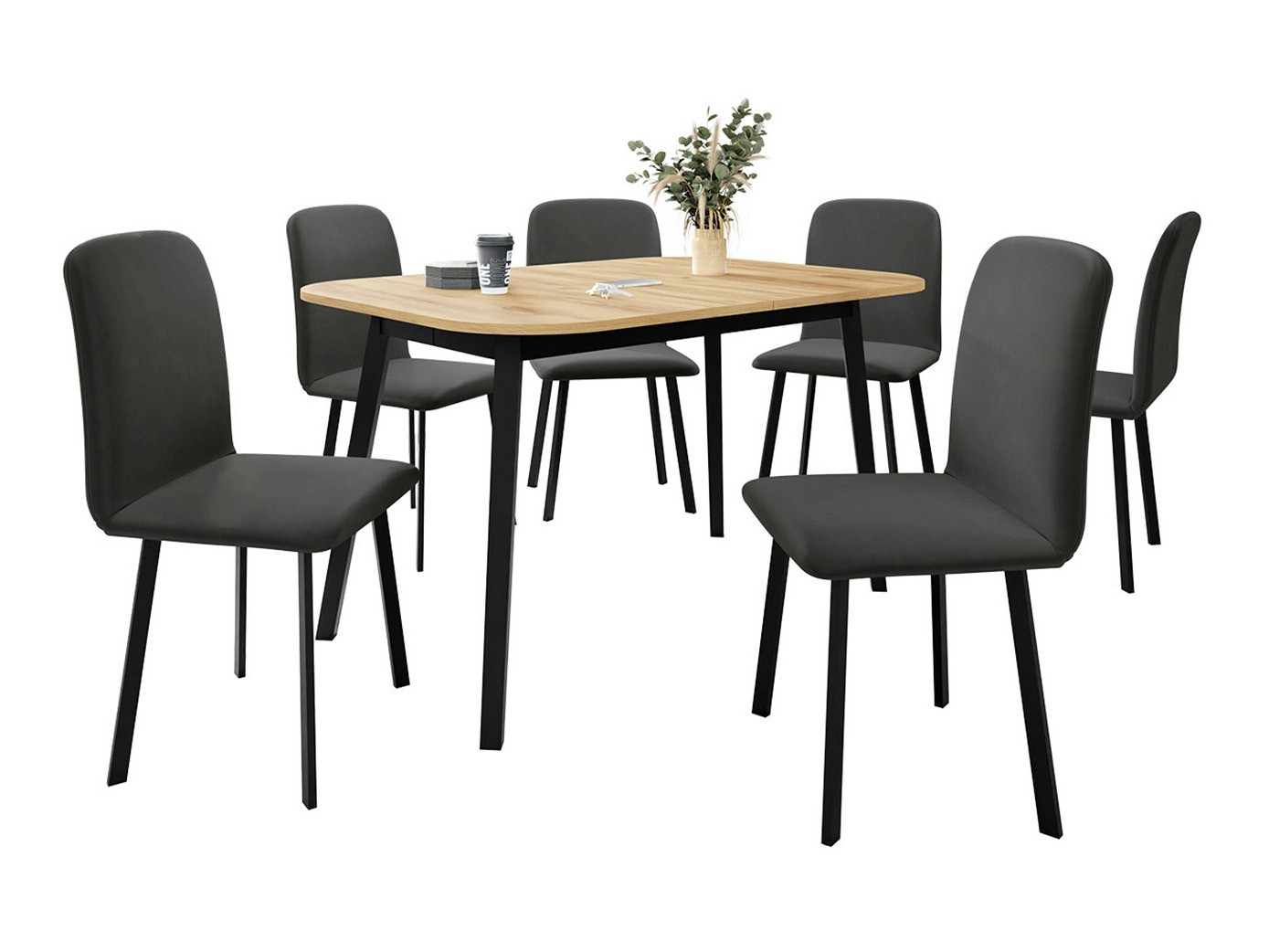 Conjunto de mesas y sillas para comedor Edmond 117 (Roble dorado artesanal + Negro)