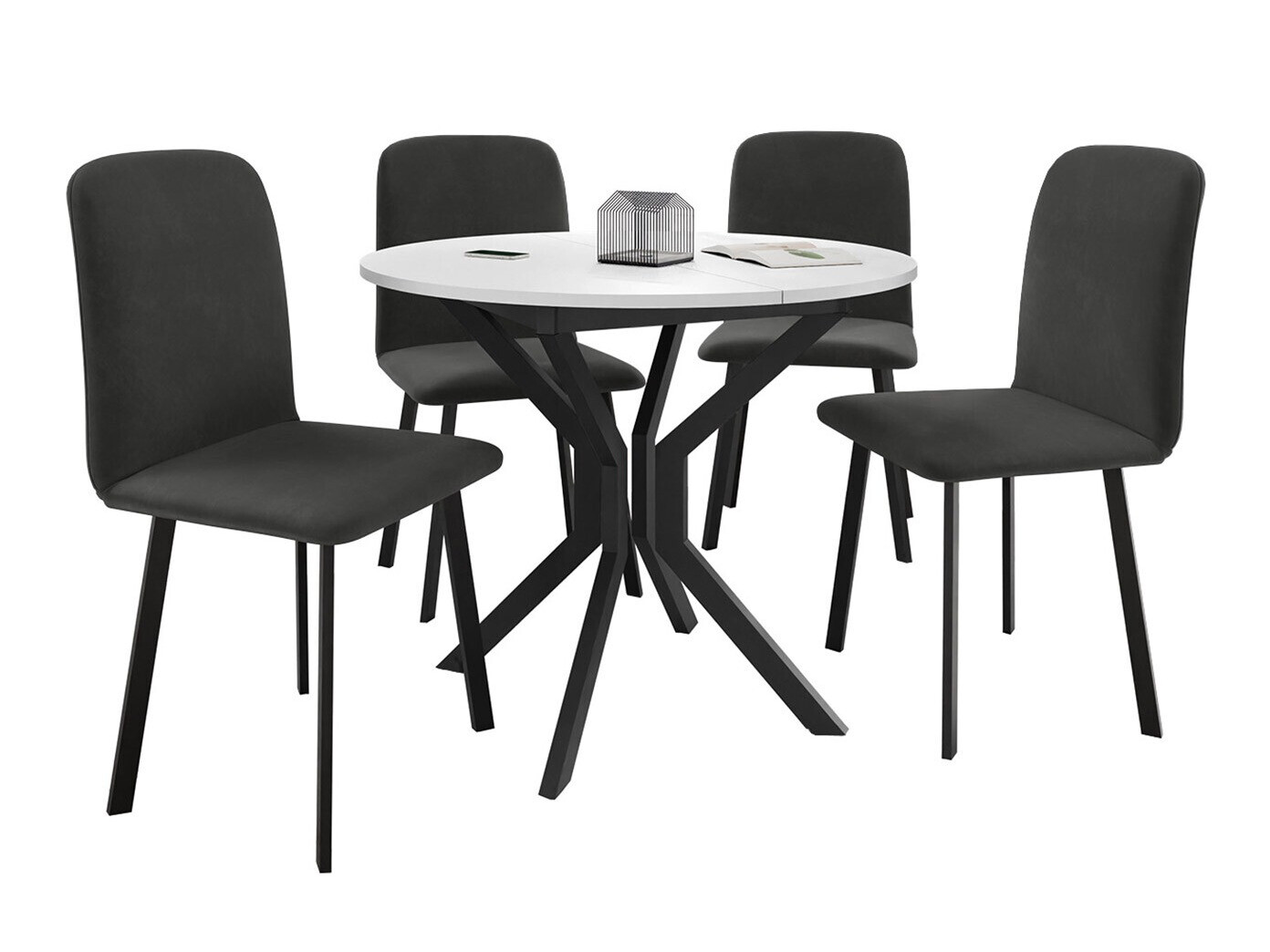 Conjunto de mesas y sillas para comedor Edmond 118 (Blanco + Negro)