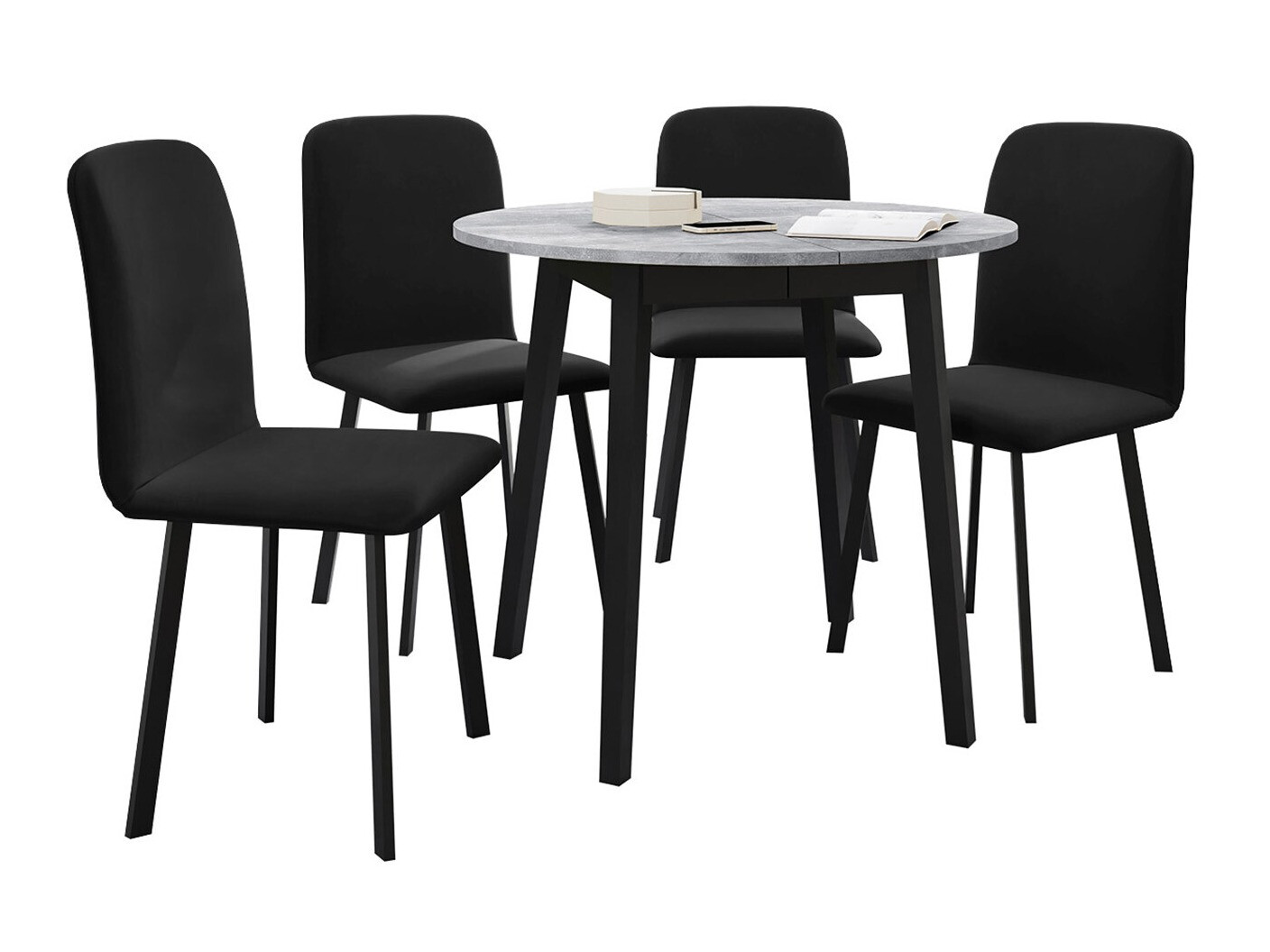 Conjunto de comedor Edmond 119 (Mármol gris + Negro)