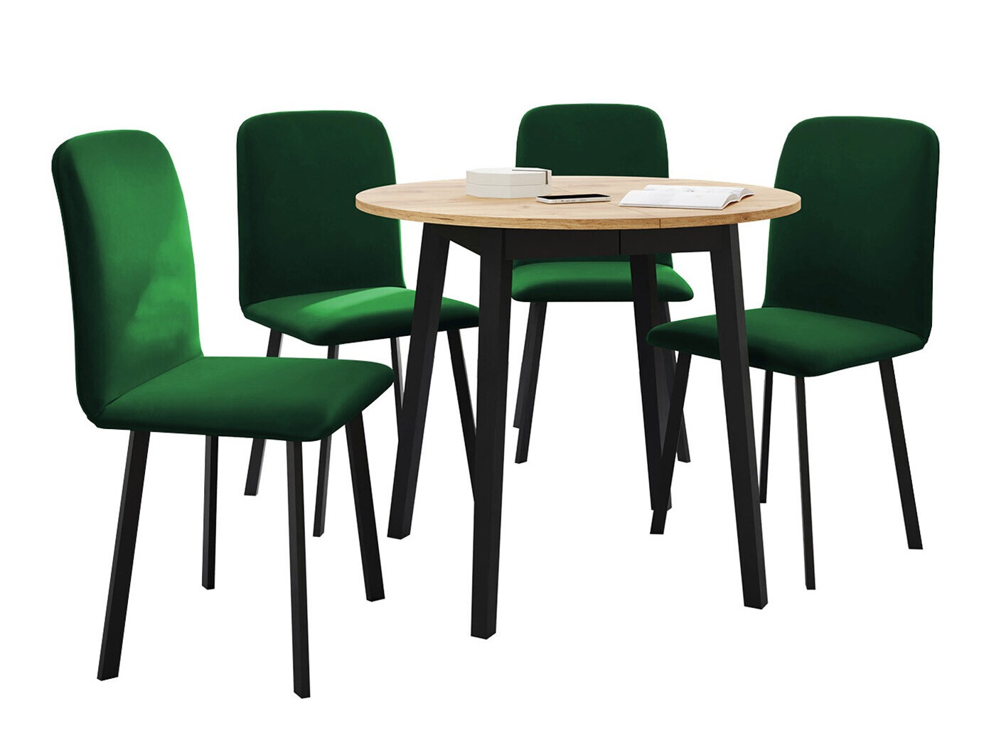 Conjunto de comedor Edmond 119 (Roble dorado artesanal + Negro)