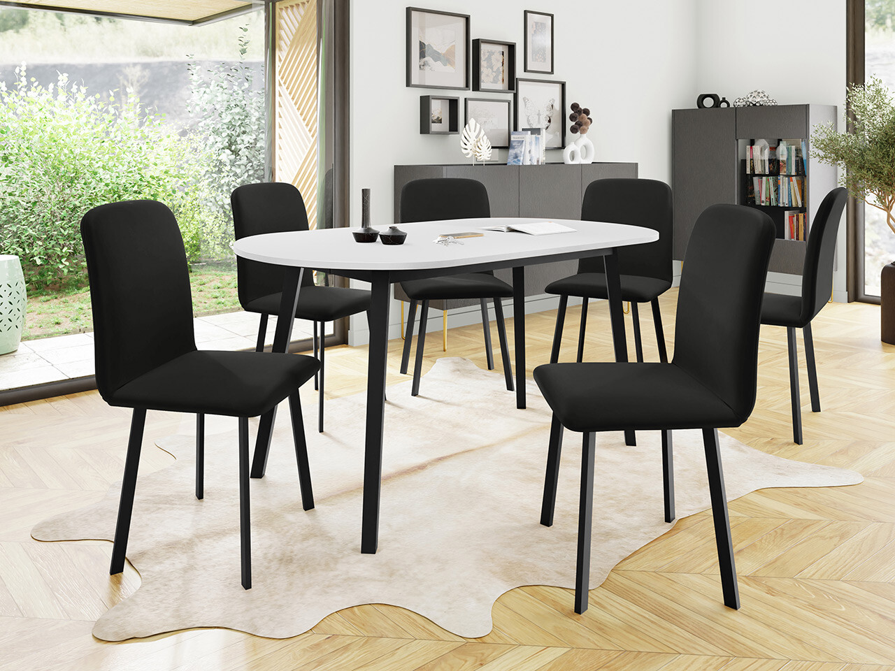 Conjunto de comedor Edmond 121 (Blanco + Negro)