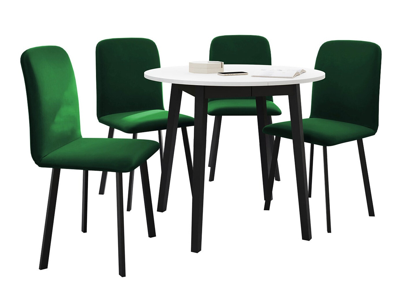 Conjunto de mesas y sillas para comedor Edmond 119 (Blanco + Negro)