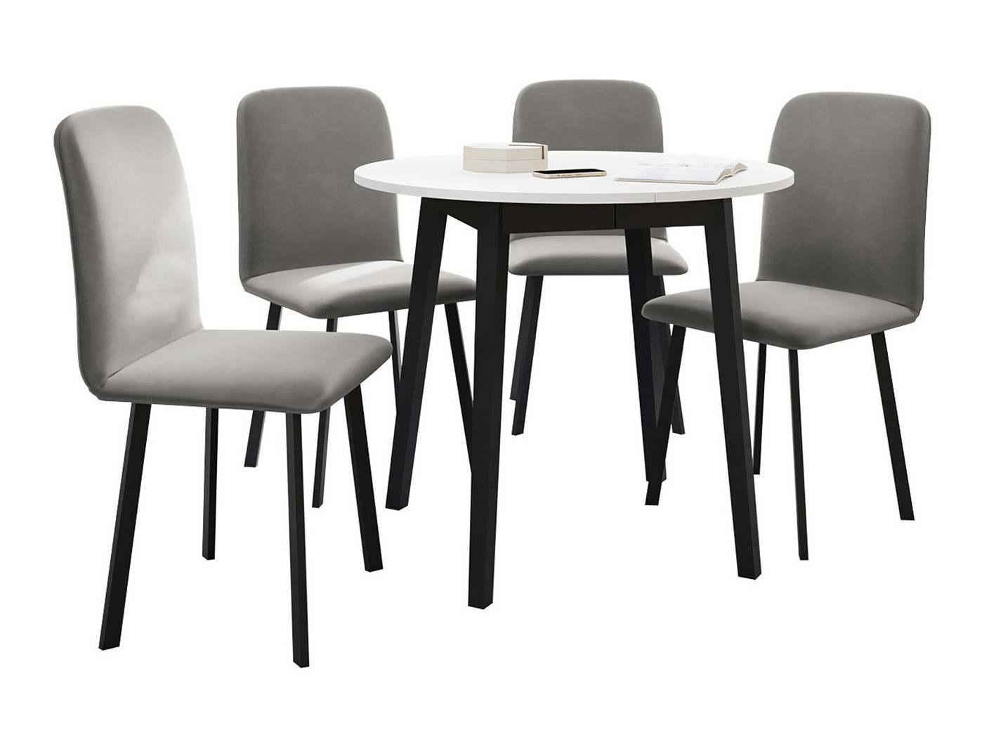 Conjunto de mesas y sillas para comedor Edmond 119 (Blanco + Negro)