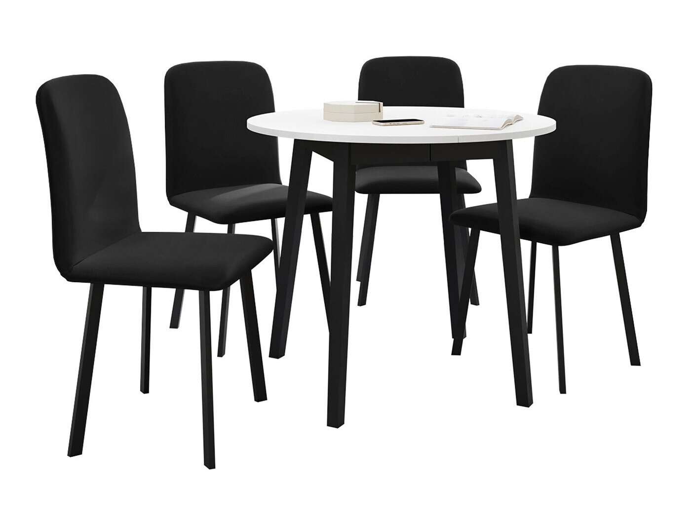 Conjunto de mesas y sillas para comedor Edmond 119 (Blanco + Negro)