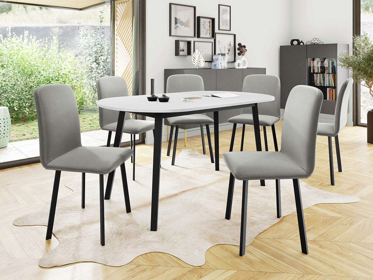 Conjunto de comedor Edmond 121 (Blanco + Negro)