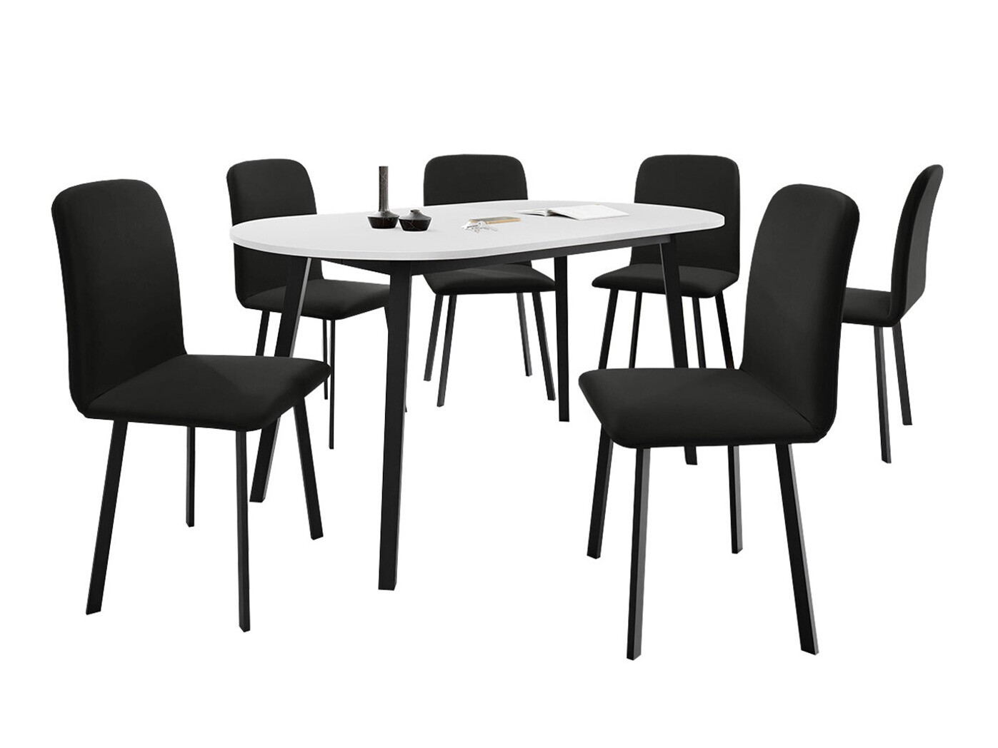 Conjunto de comedor Edmond 121 (Blanco + Negro)