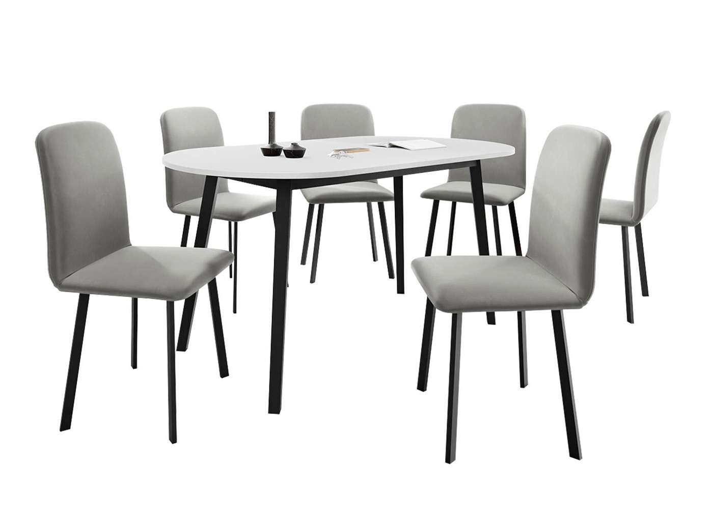 Conjunto de comedor Edmond 121 (Blanco + Negro)
