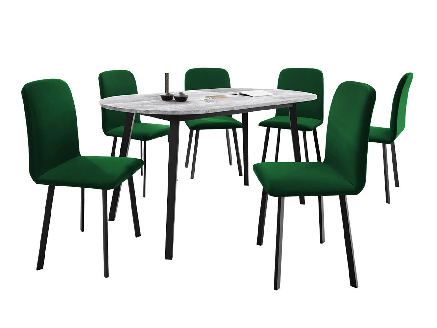 Conjunto de comedor Edmond 121 (Mármol gris + Negro)