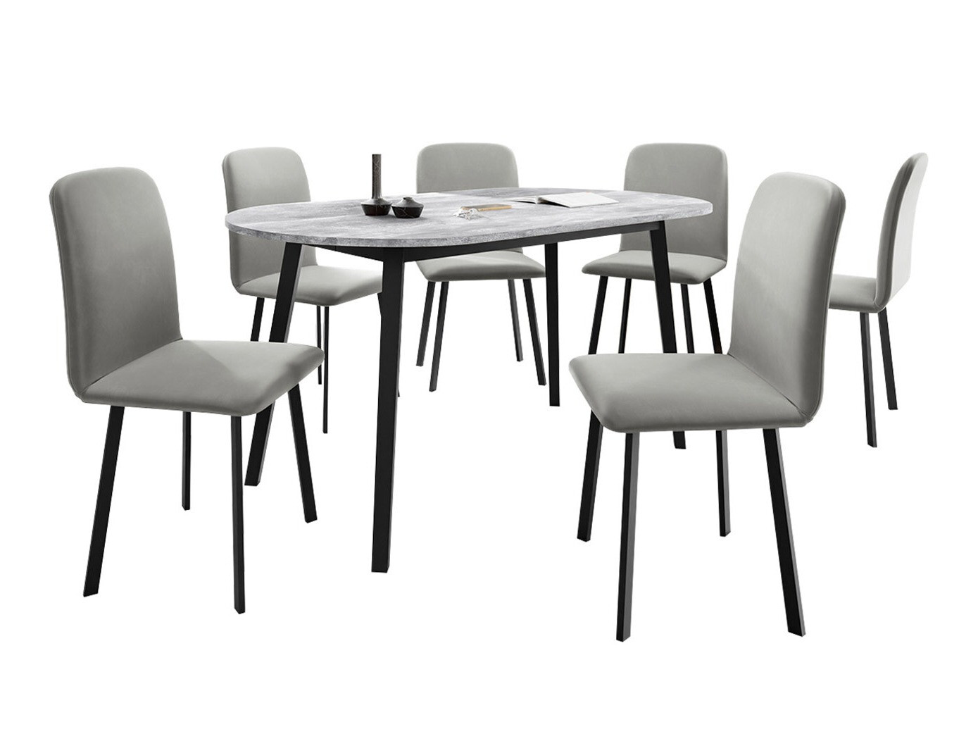 Conjunto de comedor Edmond 121 (Mármol gris + Negro)