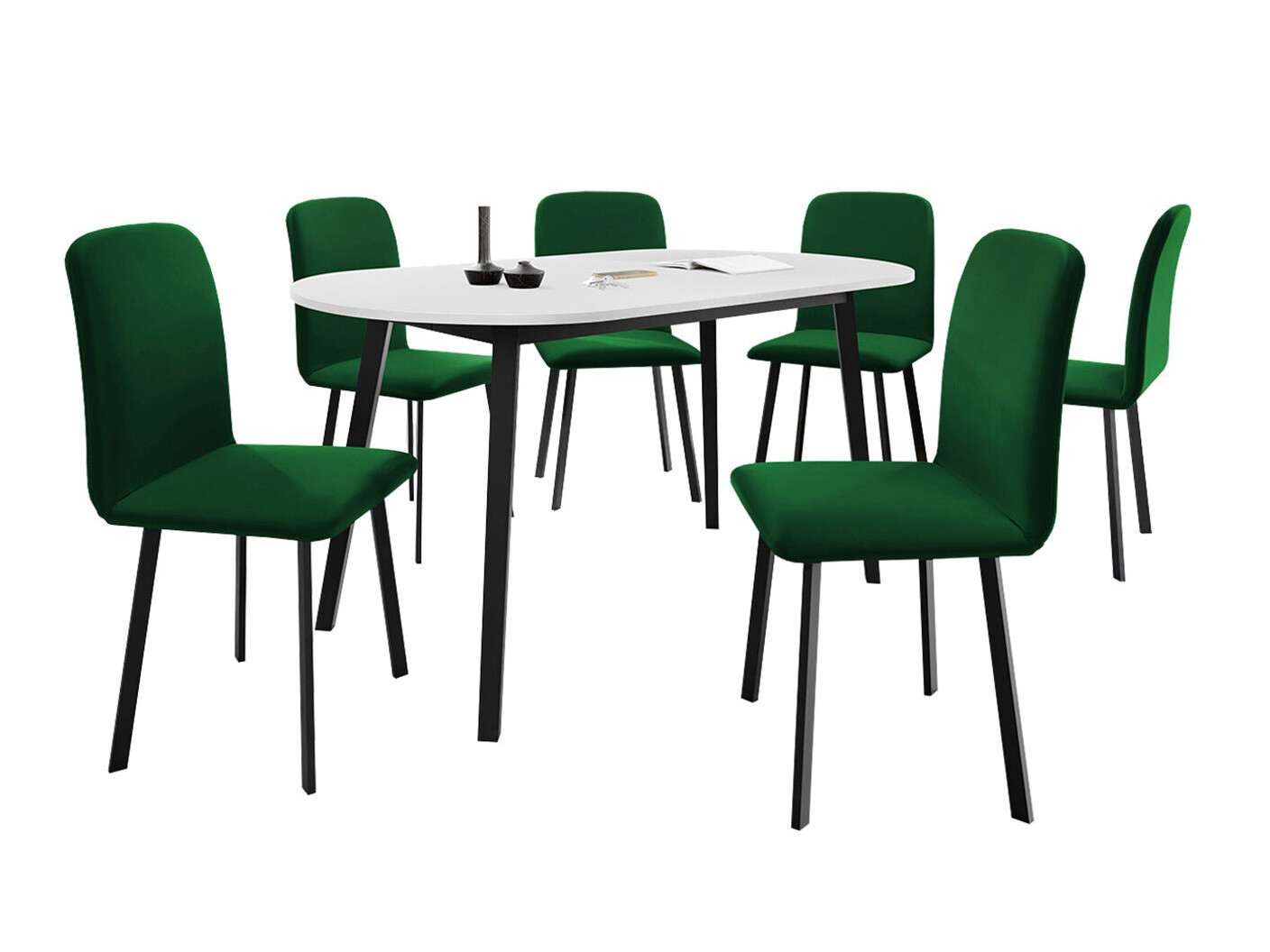 Conjunto de mesas y sillas para comedor Edmond 121 (Blanco + Negro)