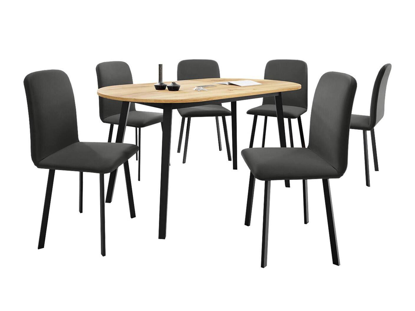 Conjunto de mesas y sillas para comedor Edmond 121 (Roble dorado artesanal + Negro)