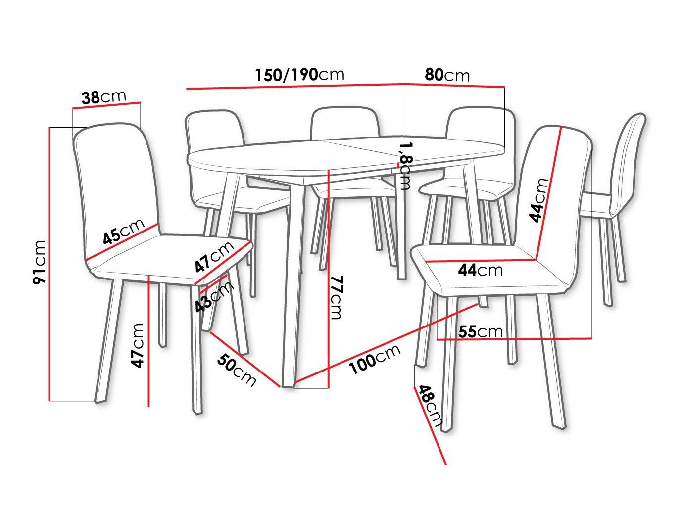 Conjunto de mesas y sillas para comedor Edmond 121 (Roble dorado artesanal + Negro)