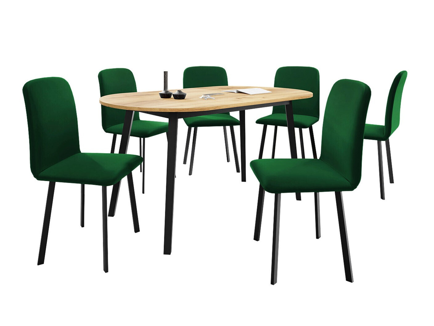 Conjunto de mesas y sillas para comedor Edmond 121 (Roble dorado artesanal + Negro)