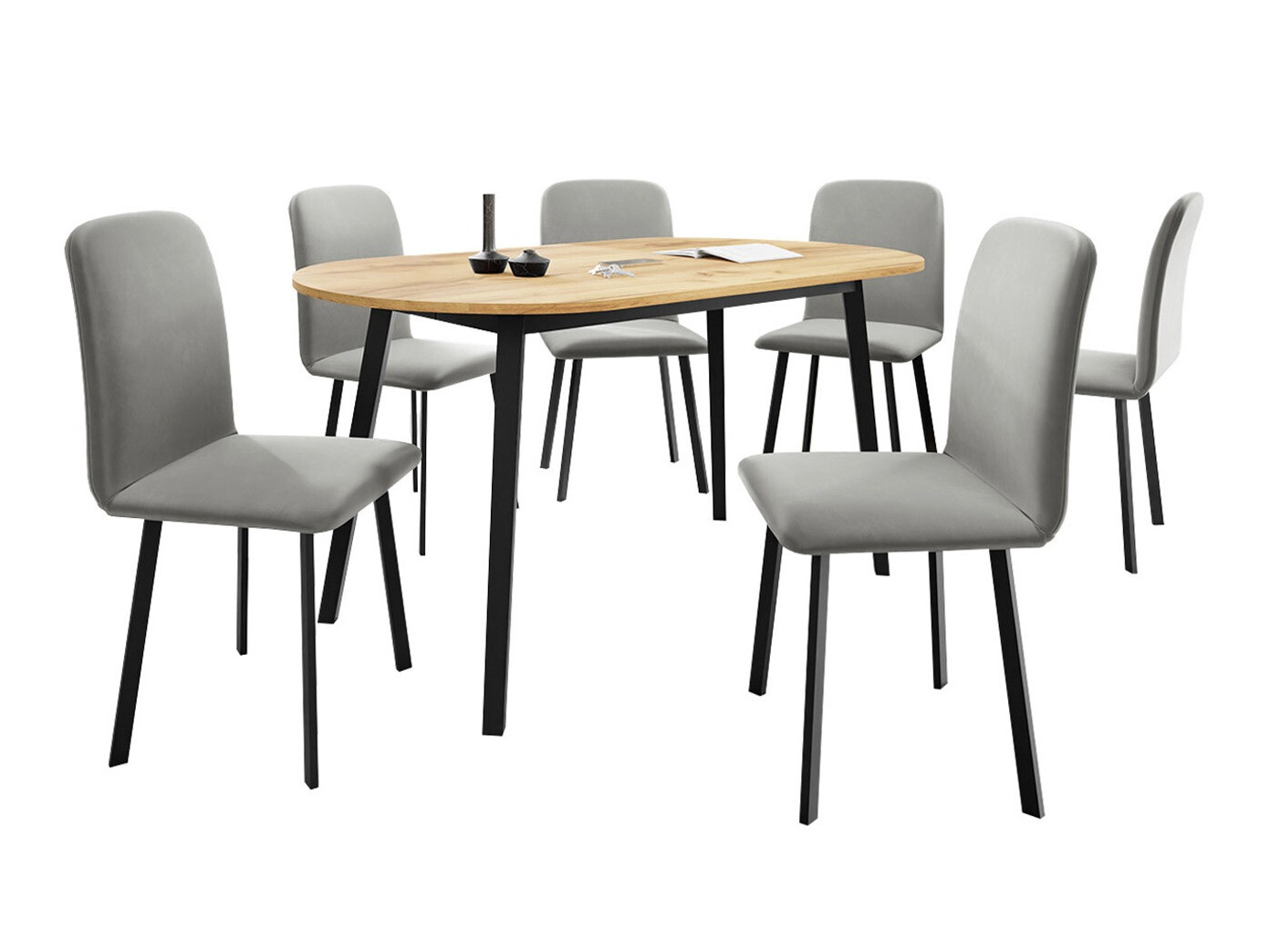Conjunto de mesas y sillas para comedor Edmond 121 (Roble dorado artesanal + Negro)