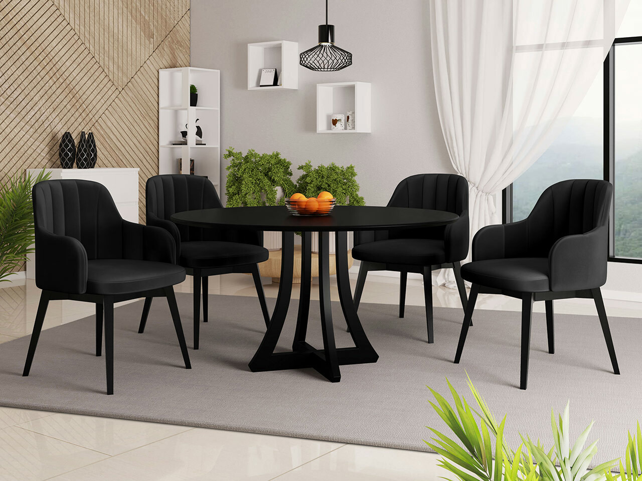 Conjunto de comedor Racine 128 (Negro)