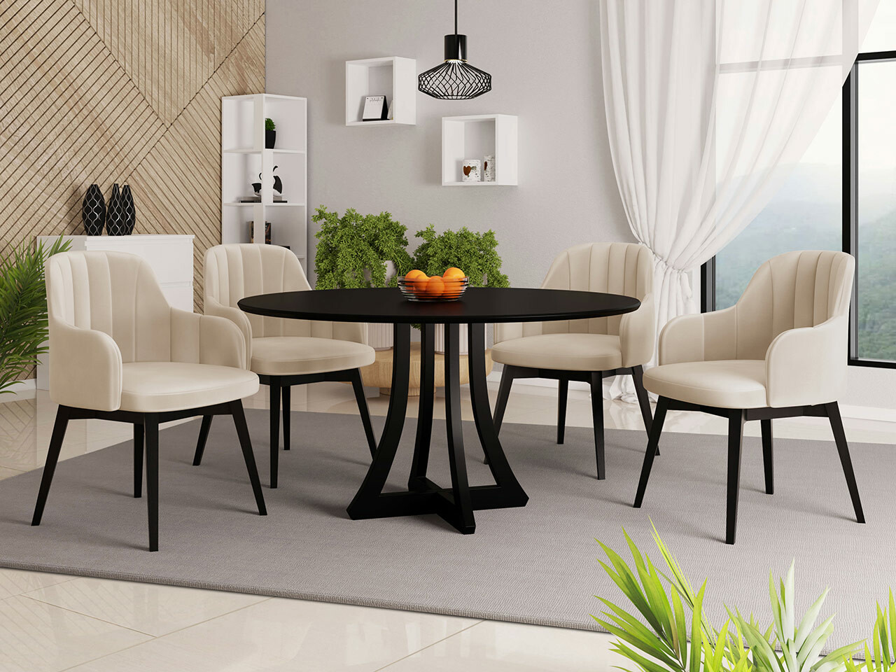 Conjunto de comedor Racine 128 (Negro)