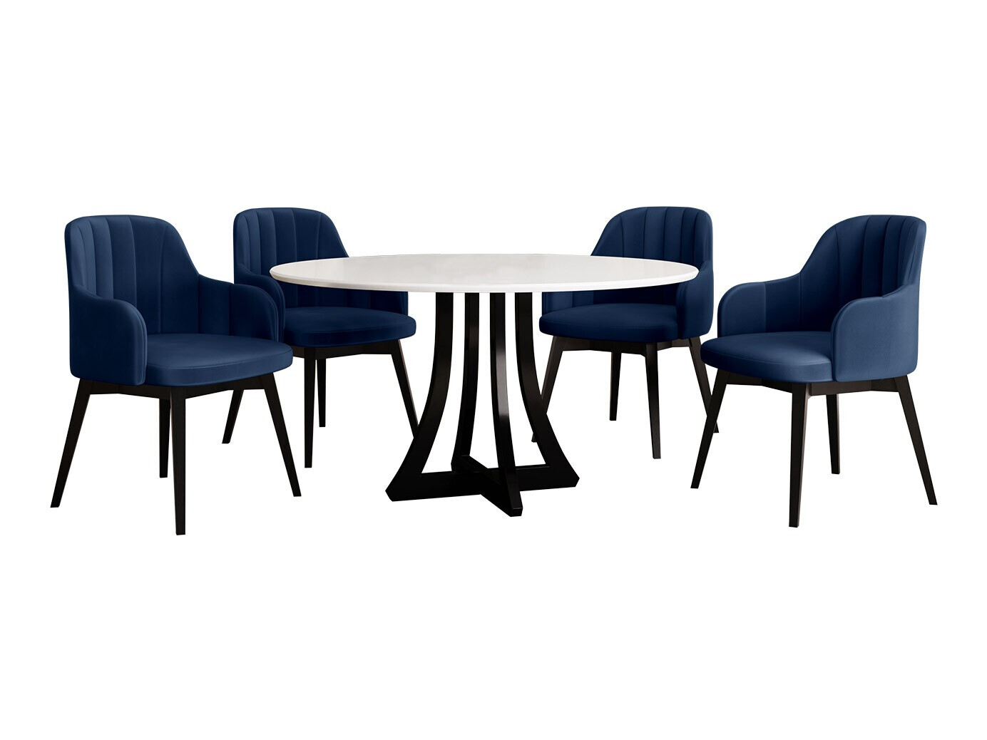 Conjunto de comedor Racine 137 (Blanco brillante + Negro brillante)