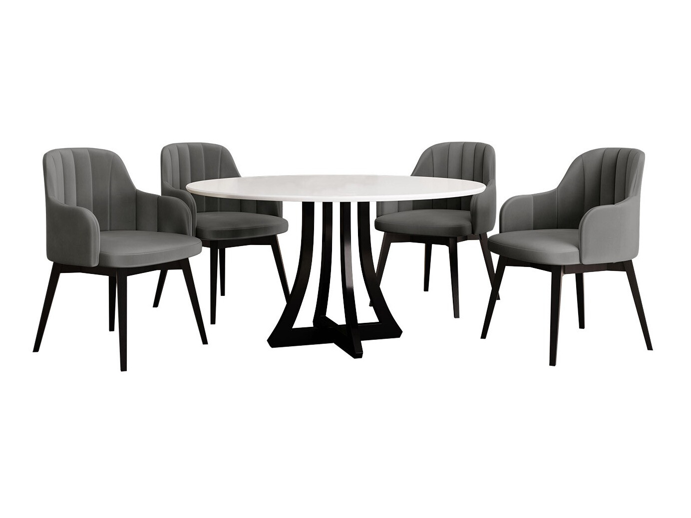 Conjunto de comedor Racine 137 (Blanco brillante + Negro brillante)