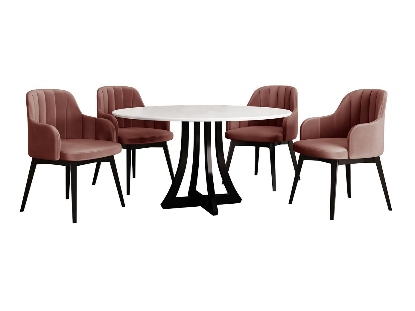 Conjunto de comedor Racine 137 (Blanco brillante + Negro brillante)