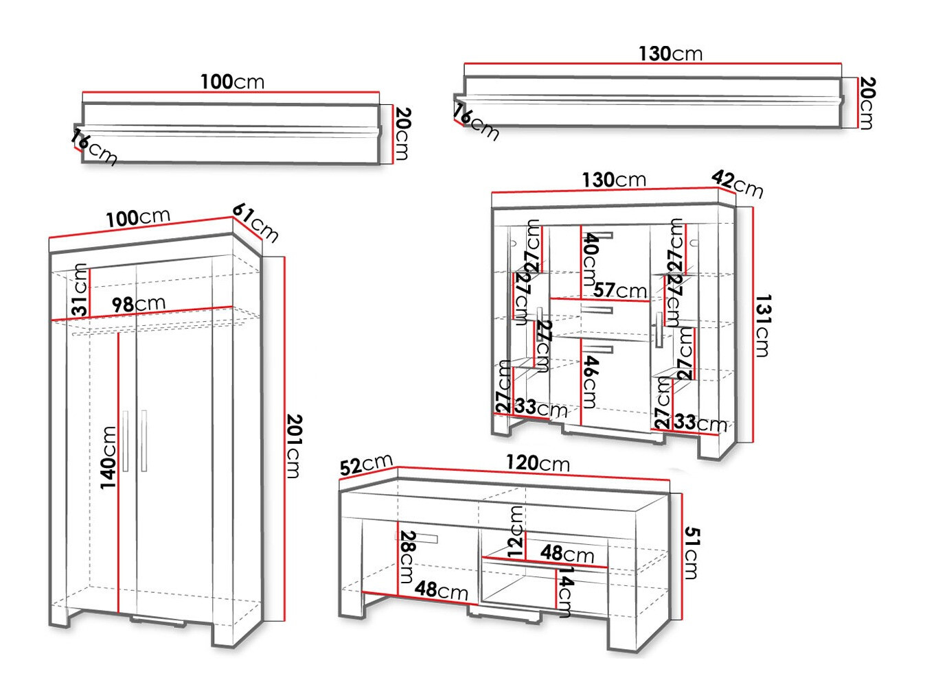Conjunto de salón Melfeli 127 (Roble Sonoma)