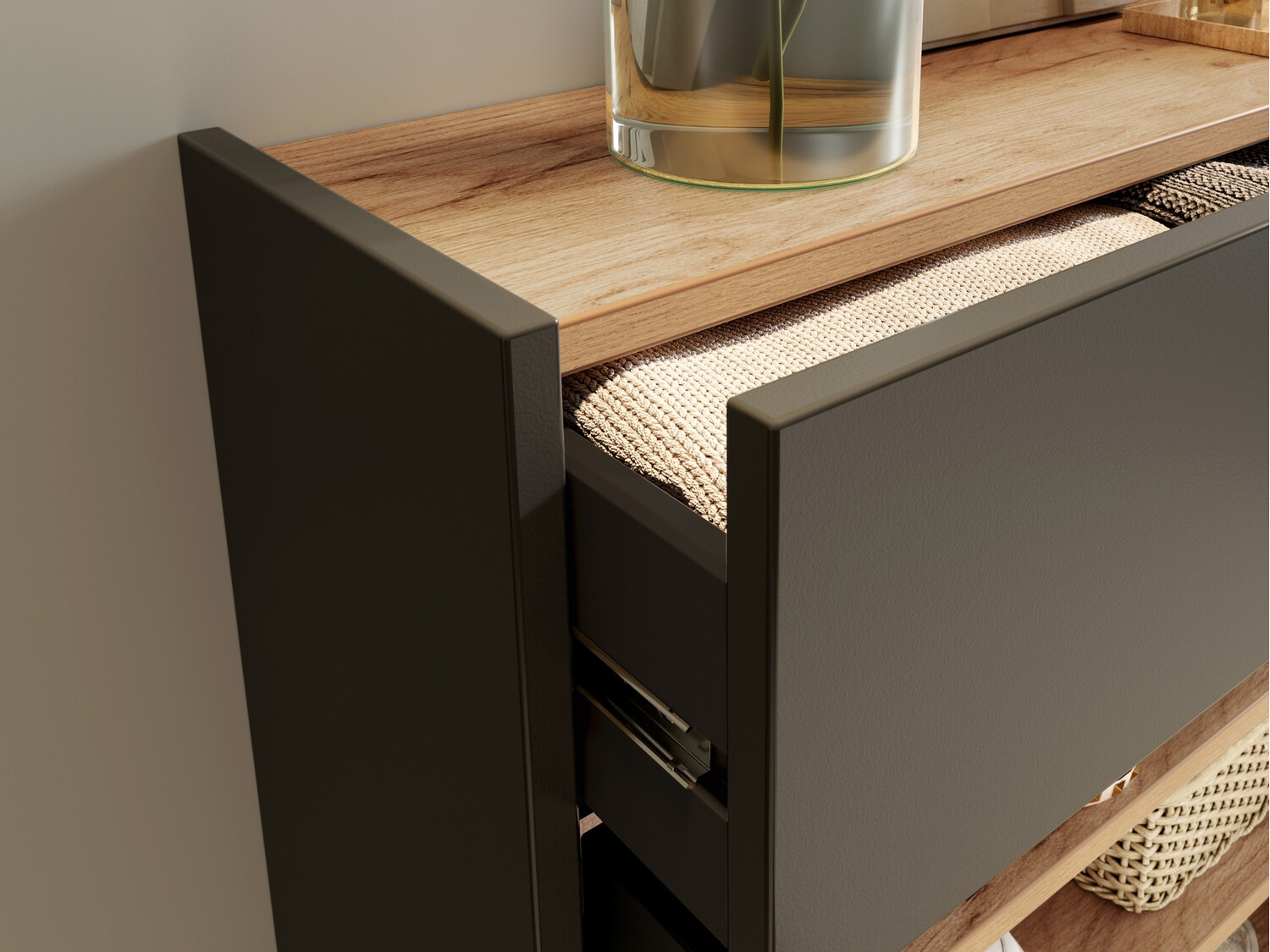 Conjunto para recibidor Cirsale 104 (Grafito + Navarra roble)