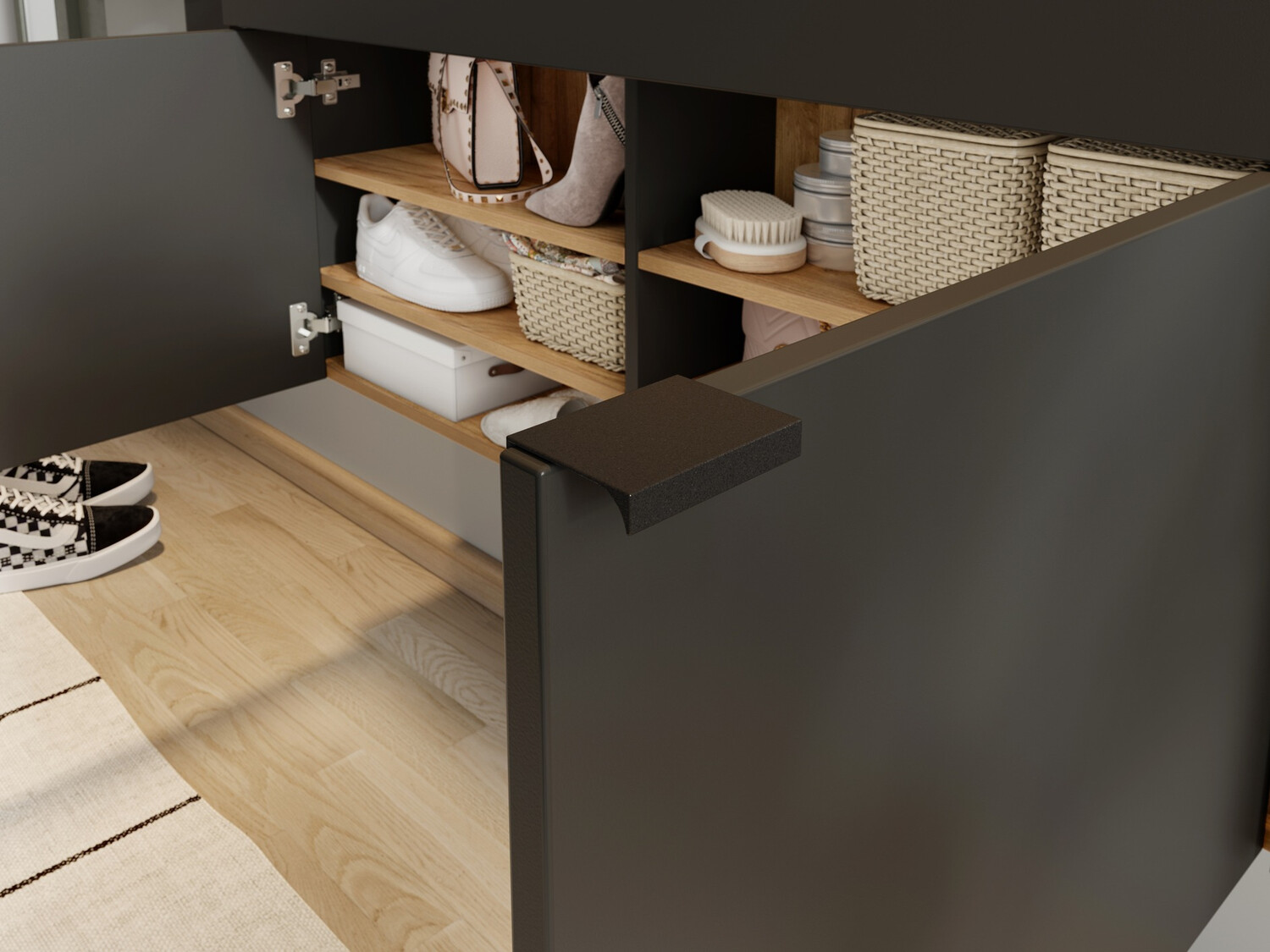 Conjunto para recibidor Cirsale 106 (Grafito + Navarra roble)