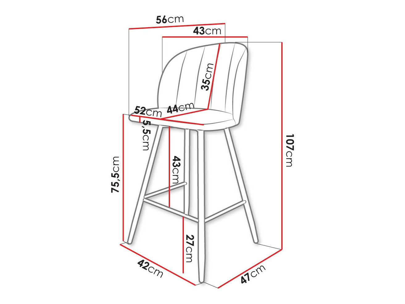 Silla de barra Comfivo 104 (Magic Velvet 2216)