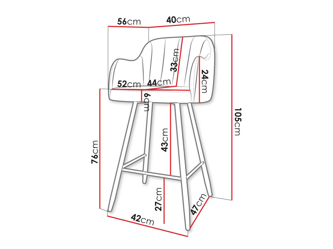 Silla de barra Comfivo Anser I (Magic Velvet 2217)