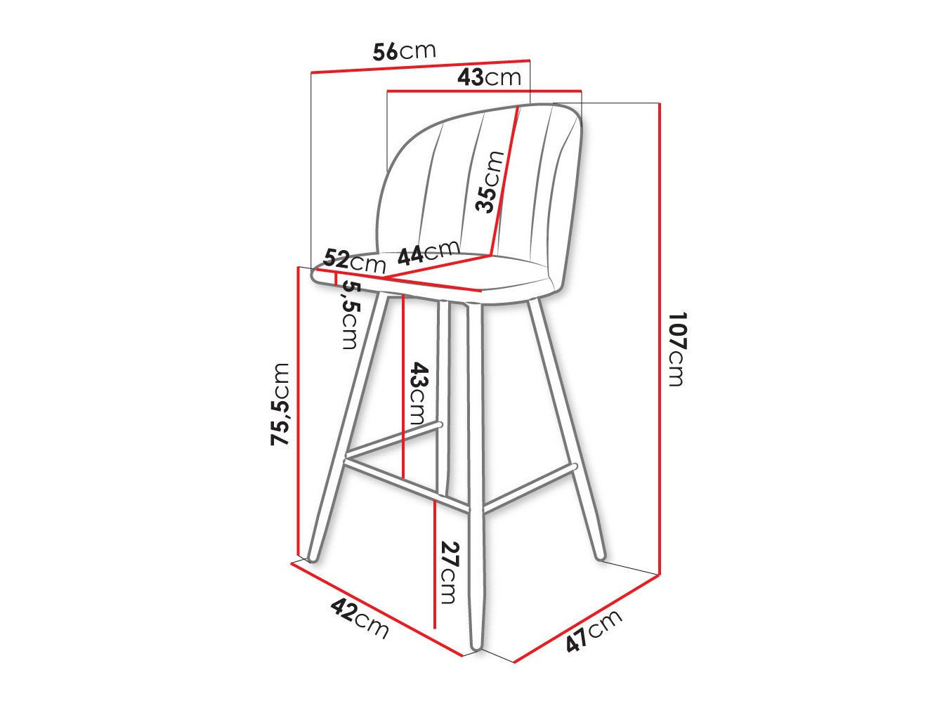 Silla de barra Comfivo Anser II (Magic Velvet 2219)