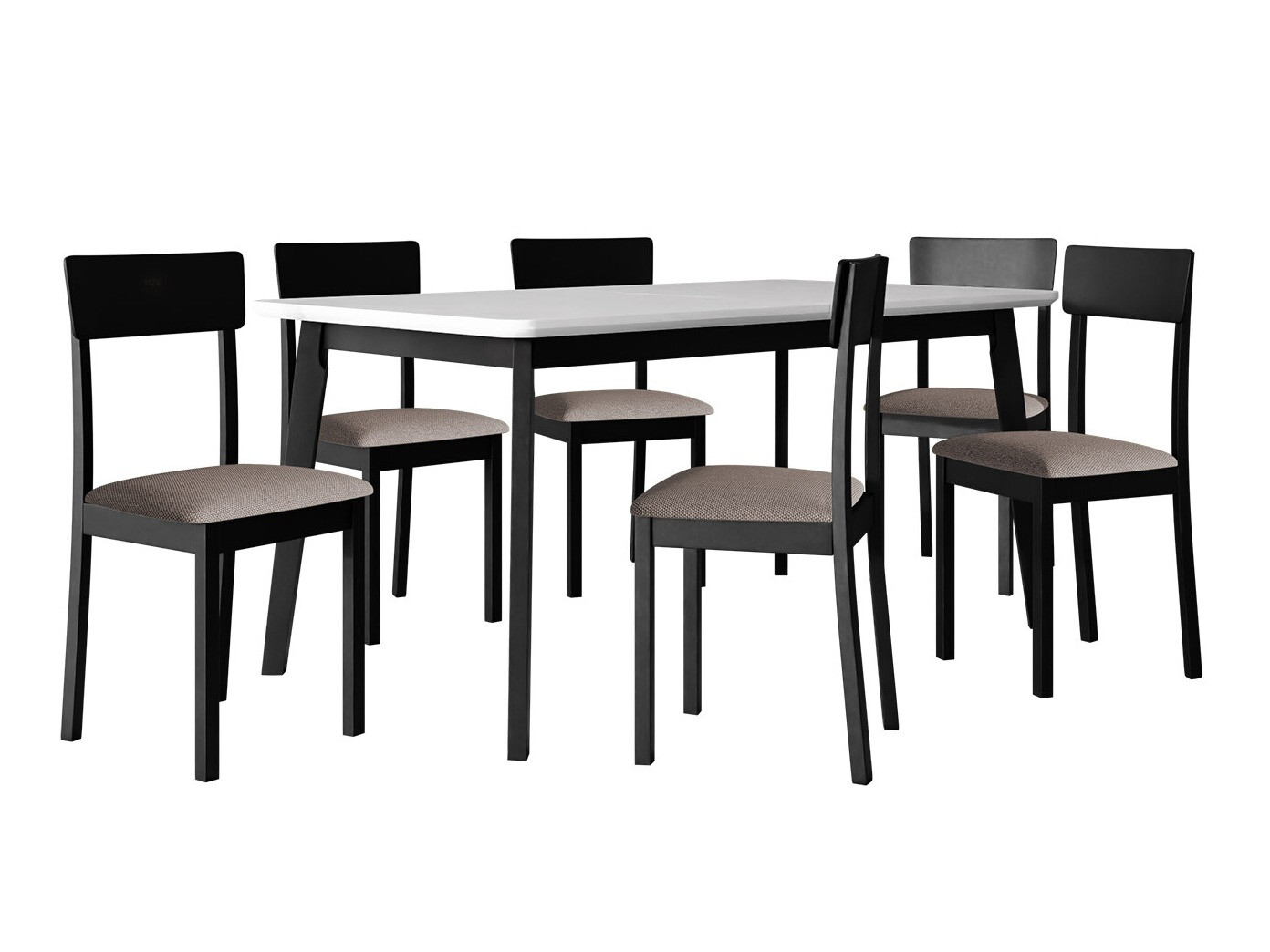 Conjunto de mesas y sillas para comedor Victorville 350 (Blanco + Negro)