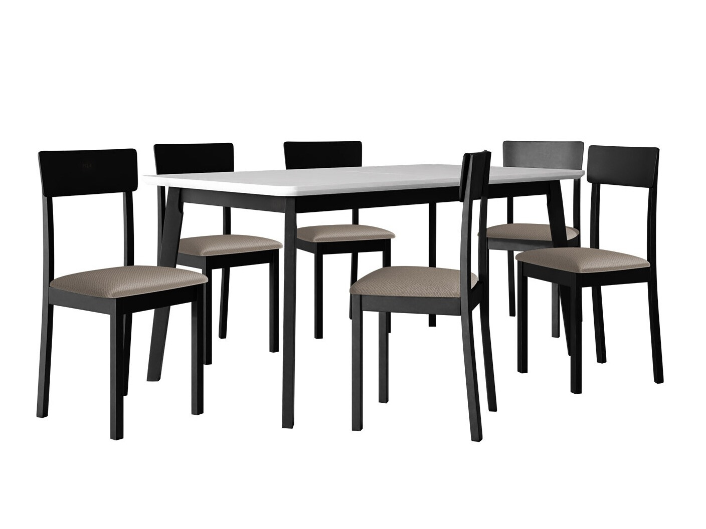 Conjunto de mesas y sillas para comedor Victorville 350 (Blanco + Negro)