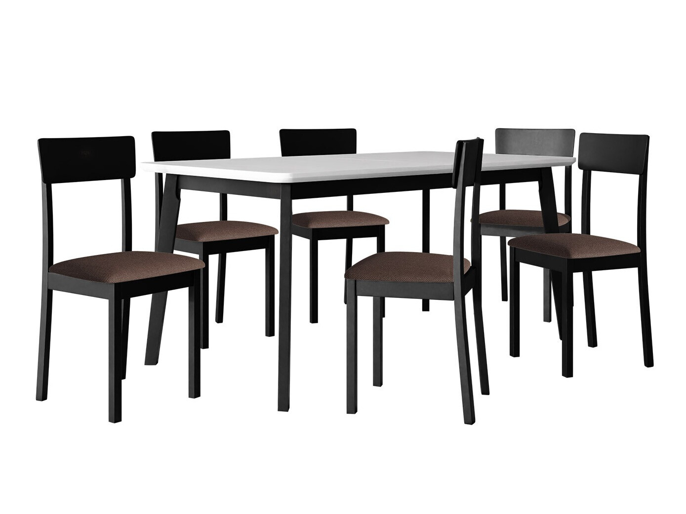 Conjunto de mesas y sillas para comedor Victorville 350 (Blanco + Negro)