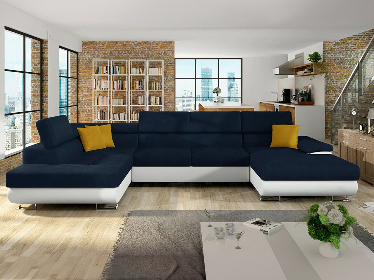 Sofá rinconero Comfivo Ruta IV (Soft 017 + Uttario Velvet 2967 + Uttario Velvet 2959)
