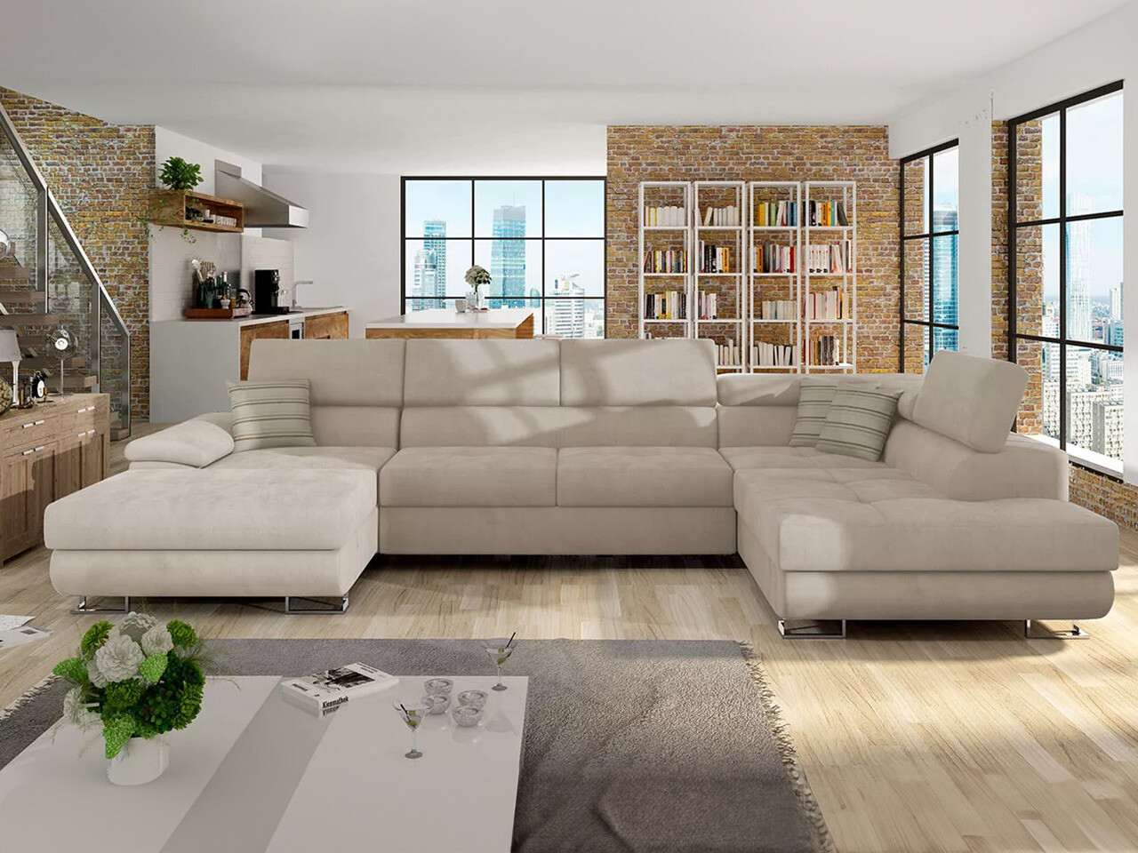 Sofá rinconero Comfivo Ruta IV (Uttario Velvet 2979 + Senegal 825)
