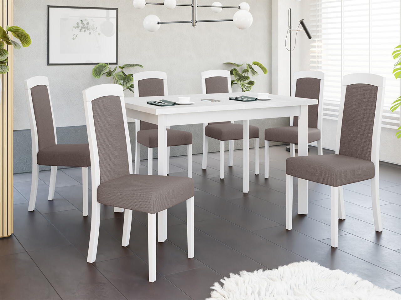 Conjunto de mesas y sillas para comedor Victorville 351 (Blanco)
