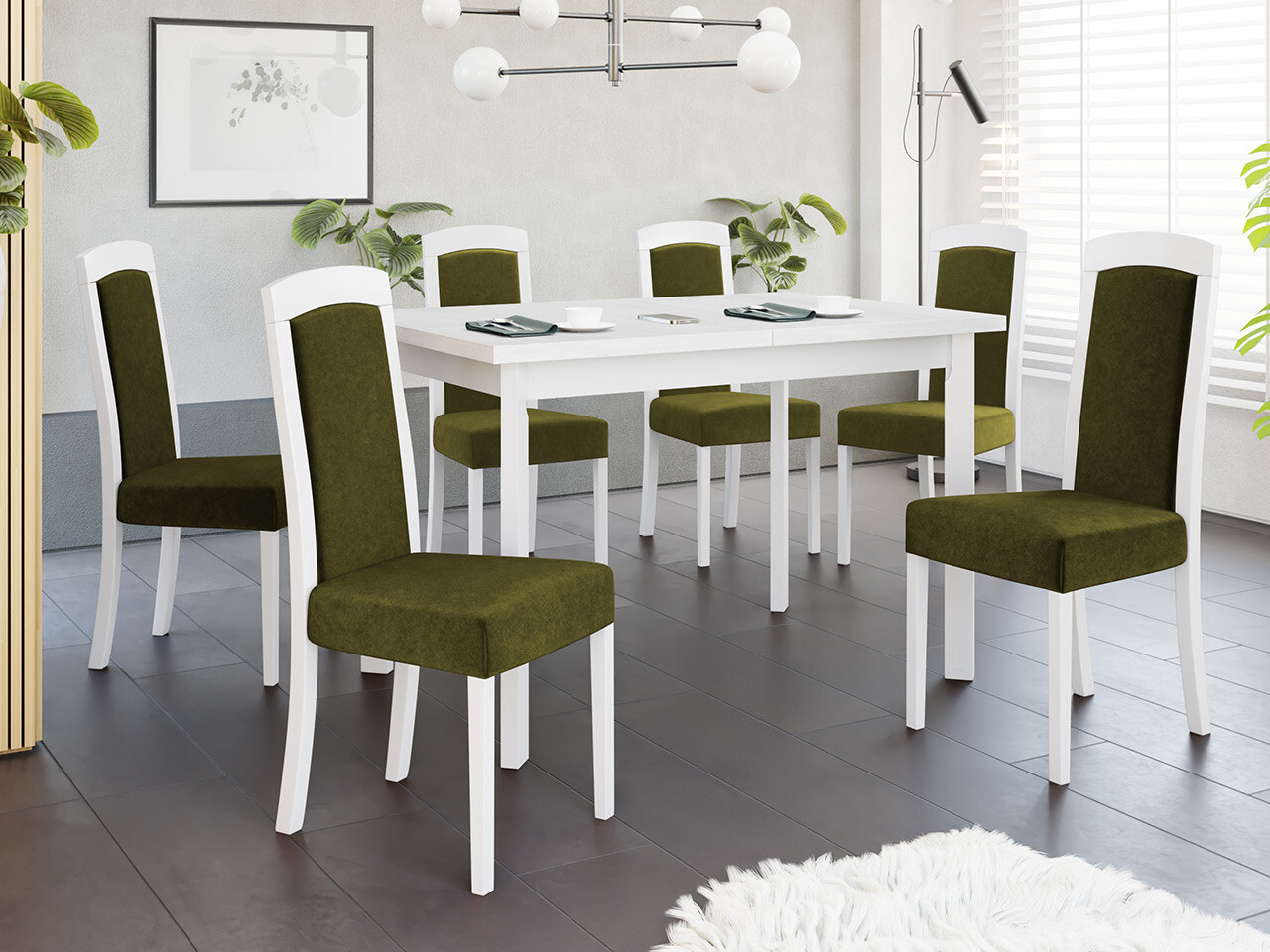 Conjunto de mesas y sillas para comedor Victorville 351 (Blanco)