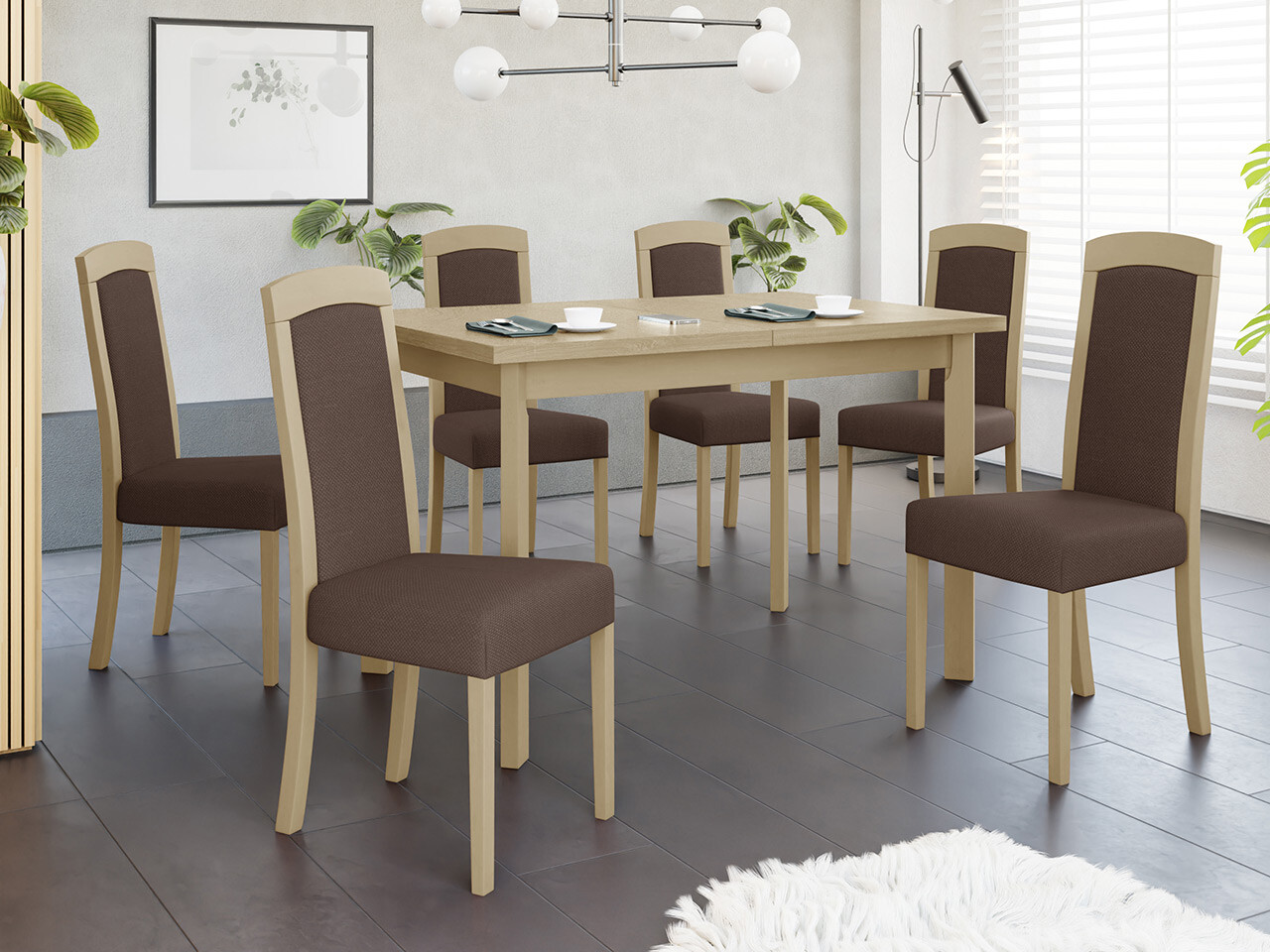 Conjunto de mesas y sillas para comedor Victorville 351 (Roble Sonoma)