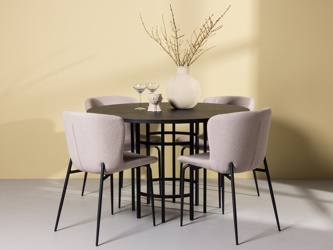 Conjunto de mesas y sillas para comedor Dallas 4143 (Beige + Negro)