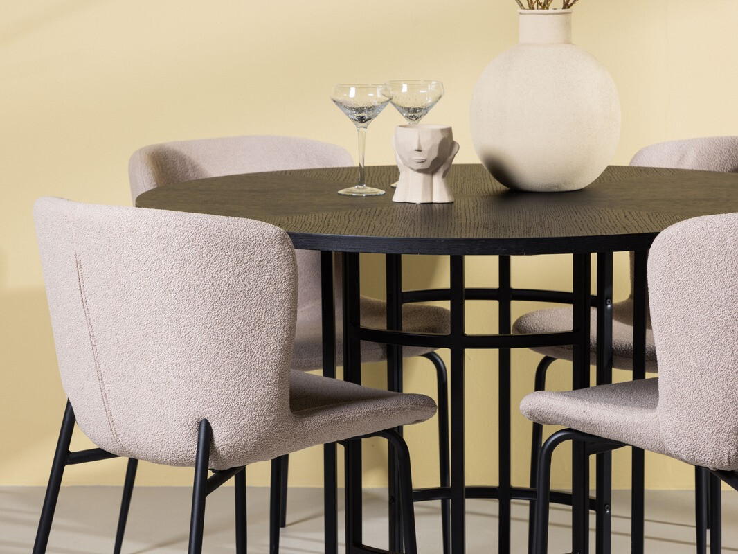 Conjunto de mesas y sillas para comedor Dallas 4143 (Beige + Negro)