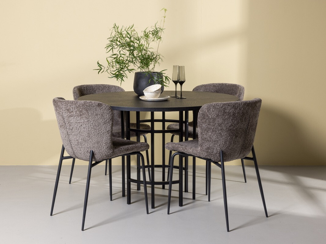 Conjunto de mesas y sillas para comedor Dallas 4143 (Marrón + Negro)