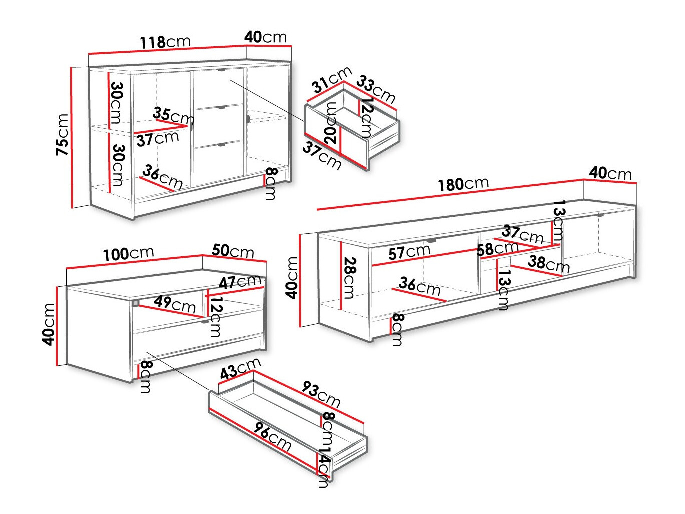 Conjunto de salón Comfivo Papilio I (Negro)