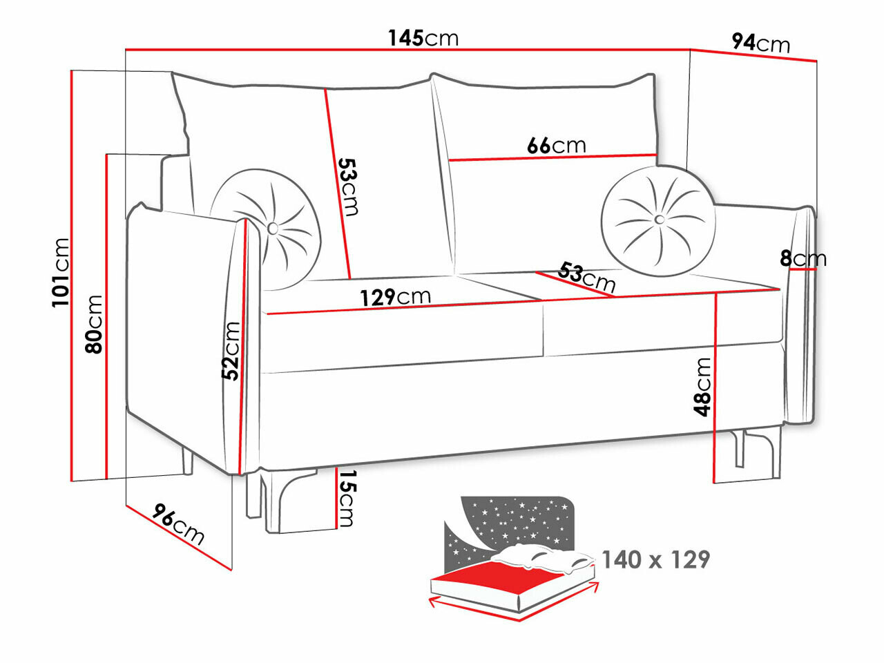 Sofá cama Clovis 110 (Manila 25)