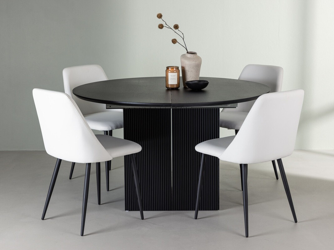 Conjunto de mesas y sillas para comedor Dallas 4276 (Blanco + Negro)