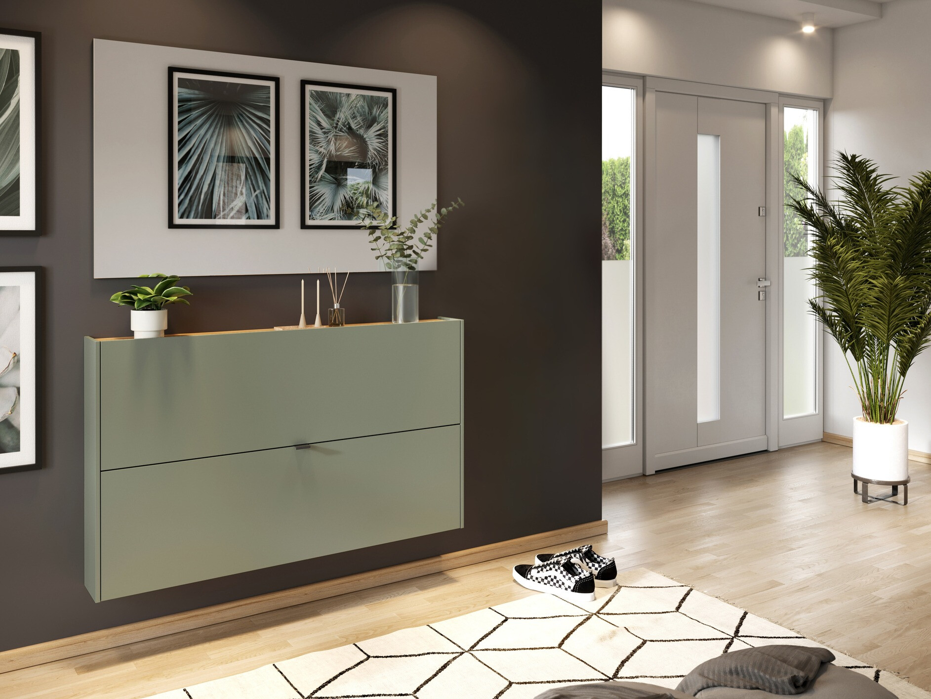 Conjunto de recibidor Cirsale 109 (Verde polvoriento + Navarra roble)