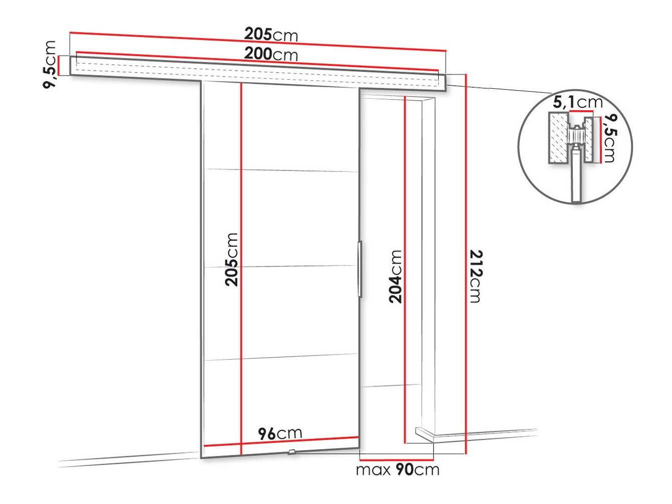 Puerta corredera Dover 145 (Fresno oscuro)