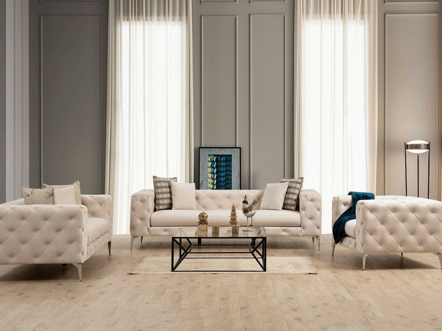 Sofá chesterfield Altadena 354 (Beige)