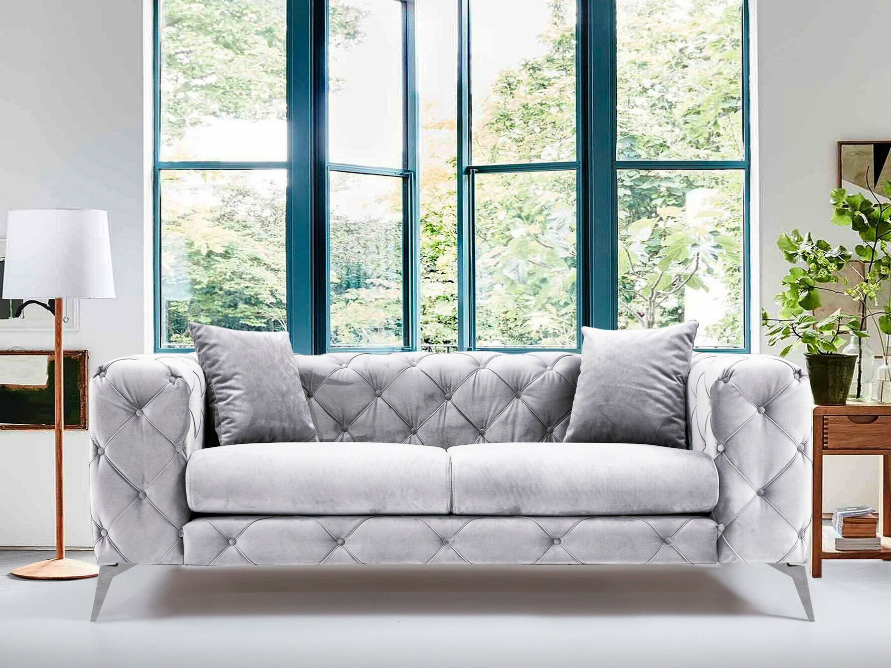 Sofá chesterfield Altadena 354 (Gris claro)