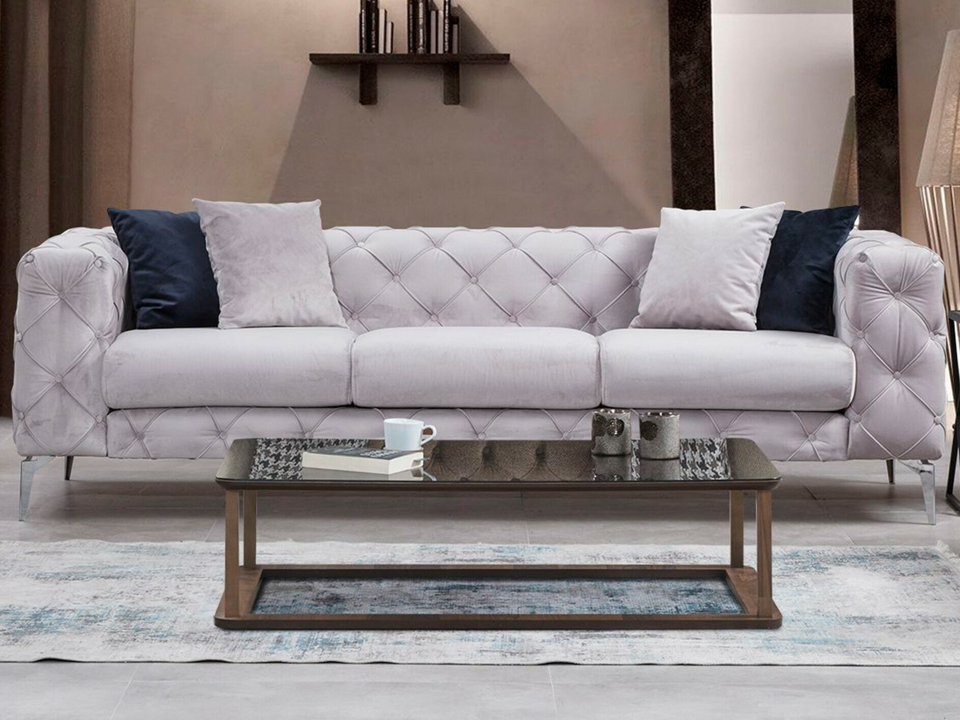 Sofá chesterfield Altadena 356 (Gris claro)