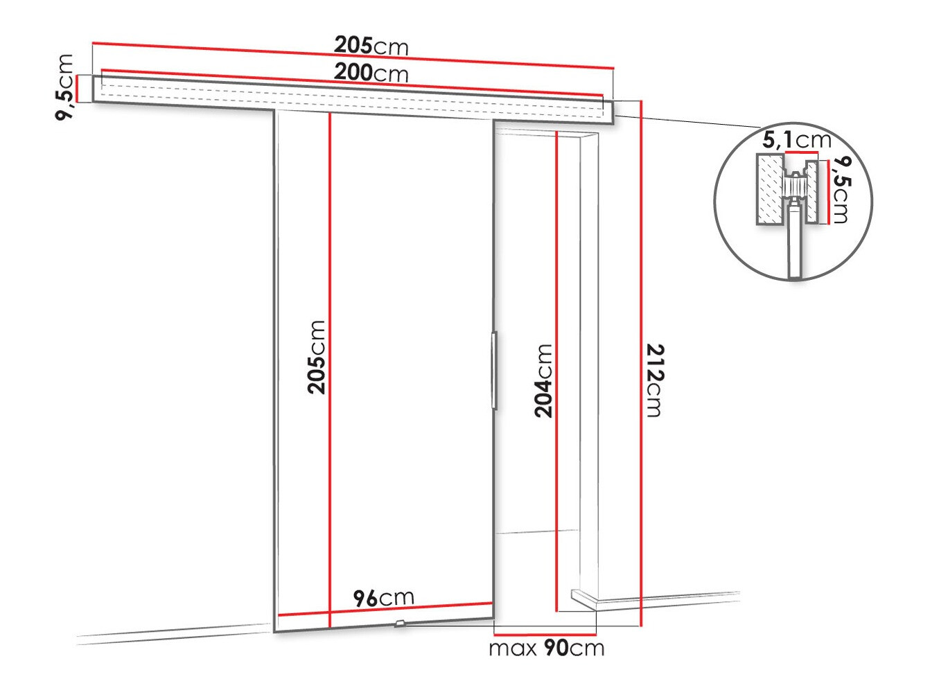 Puerta corredera Dover 142 (Roble Sonoma)