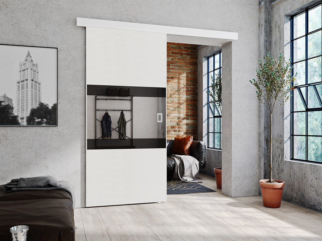 Puerta corredera Dover 218 (Blanco + Negro)